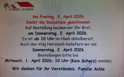 Backstube geschlossen