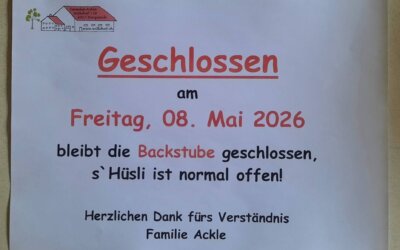 Backstube geschlossen