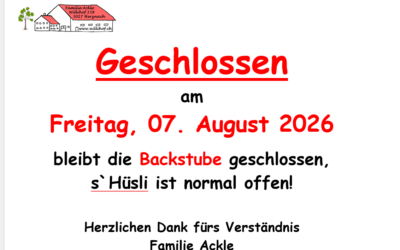 Backstube geschlossen